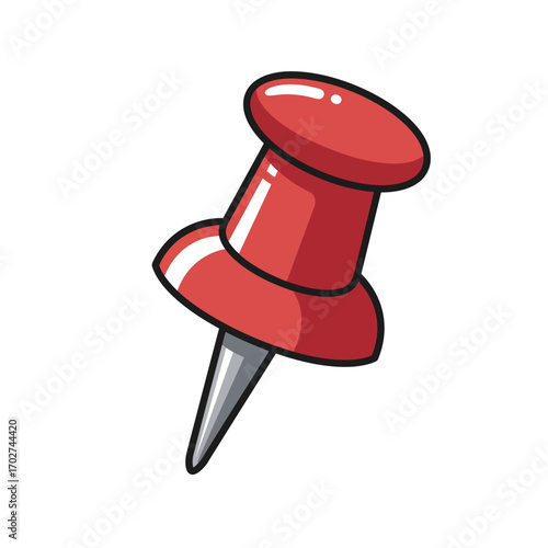 Vibrant Red Thumbtack Vector Illustration