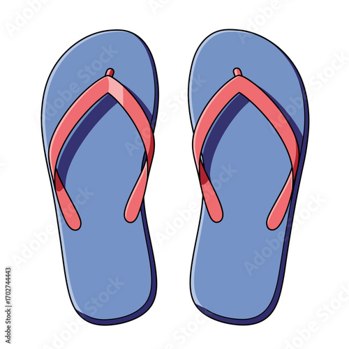 Cartoon Blue and Pink Flip Flops Vector Illustration for Summer, Beach, and Vacation Themes