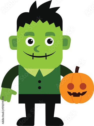 cartoon zombie with a broom