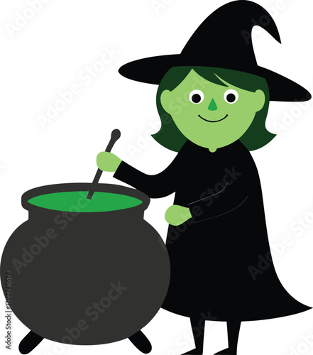 halloween witch with magic wand