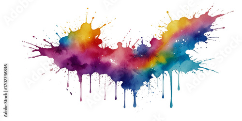 Colorful smoke rainbow painted holi fog festival background. Colorful rainbow paint color smoke cloud explosion isolated on transparent background.	