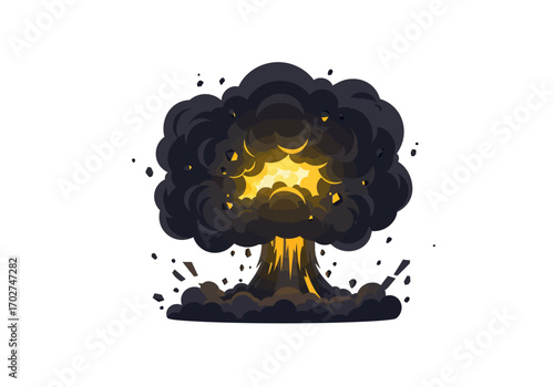 Powerful Nuclear Explosion Illustration.