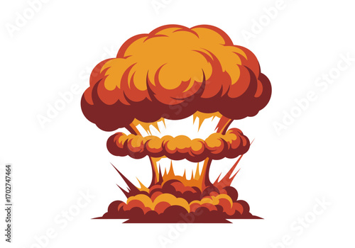 Powerful Nuclear Explosion Illustration.
