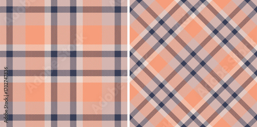 Seamless texture pattern of tartan textile check with a vector plaid fabric background. Set in skin colors for latest fashion trends.