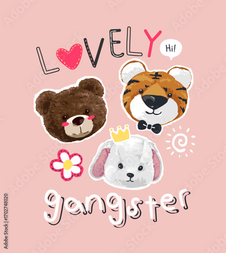 cute animal dolls vector illustration  - I drawn this by hand NOT AI 