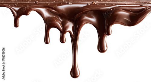 Melted chocolate drips against a black background
