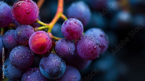 Wallpaper Mural Closeup of a cluster of vibrant purple grapes covered in water droplets creating a fresh appealing look Torontodigital.ca