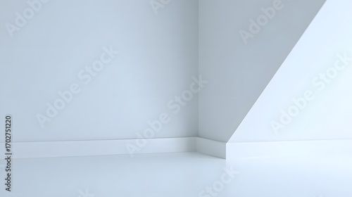 Wallpaper Mural A minimalist interior space with white walls and floor, featuring a corner with natural light coming from a window Torontodigital.ca