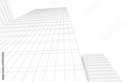 Abstract modern building. Architectural concept sketch. 