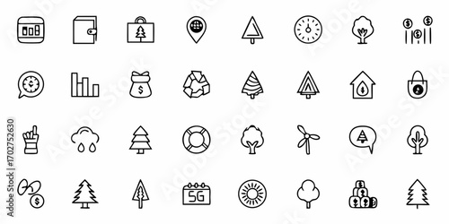 Diverse Icon Set Showcasing Business, Nature, and Technology Elements for Modern Design Projects, originally a scalable vector graphic for versatile use