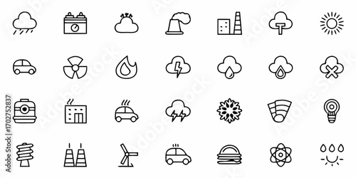 Fresh environmental icon set for sustainability projects, clean energy initiatives, and climate awareness campaigns, ideal for eco-friendly designs and resources