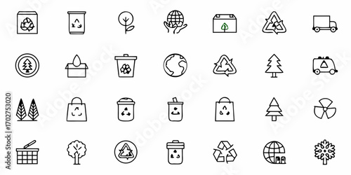 Eco Friendly Lifestyle Icons Set, Promoting Sustainability and Recycling, Perfect for Green Initiatives and Environmental Awareness Campaigns, Originally a Scalable Vector Graphic
