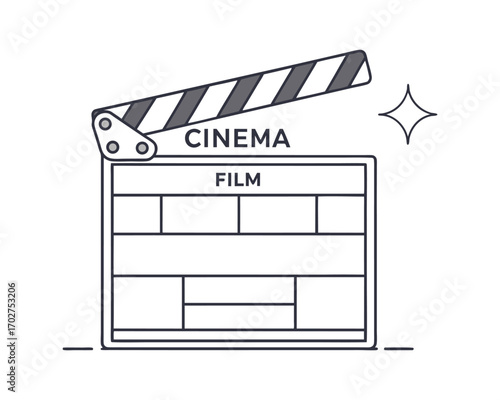 Cinema film clapper board illustration for movie production and filmmaking industry vector design with clean and minimalist style