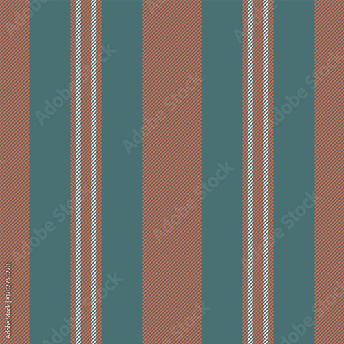 Ceremony stripe background vector, youth fabric seamless lines. Turquoise vertical texture textile pattern in cyan and red colors.