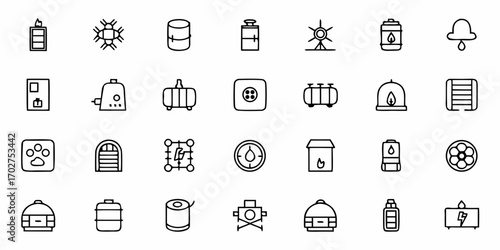 Charming line icons set perfectly suited for energy, electricity, and power projects, offering a clean and modern aesthetic for your creative endeavors