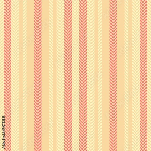 Bctober vector pattern fabric, folklore lines stripe textile. Flegant background vertical seamless texture in amber and light colors.
