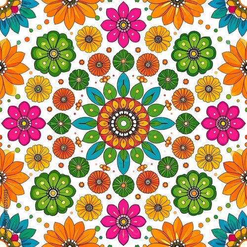 Vibrant floral mandala pattern