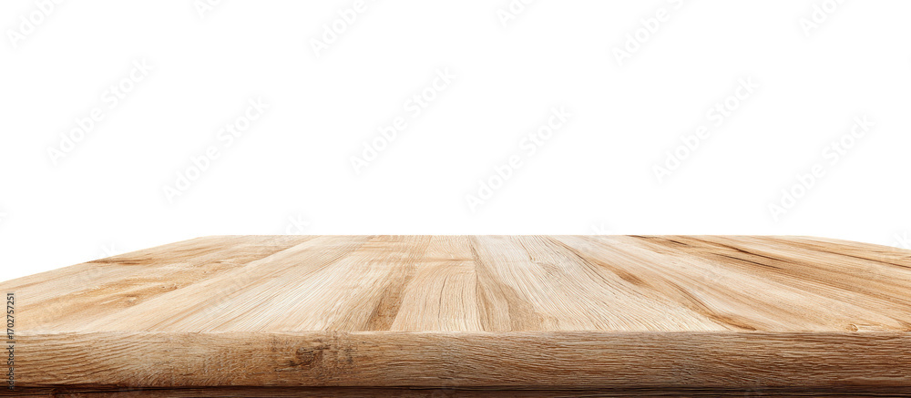 Fototapeta premium Light brown wooden table top against a black background