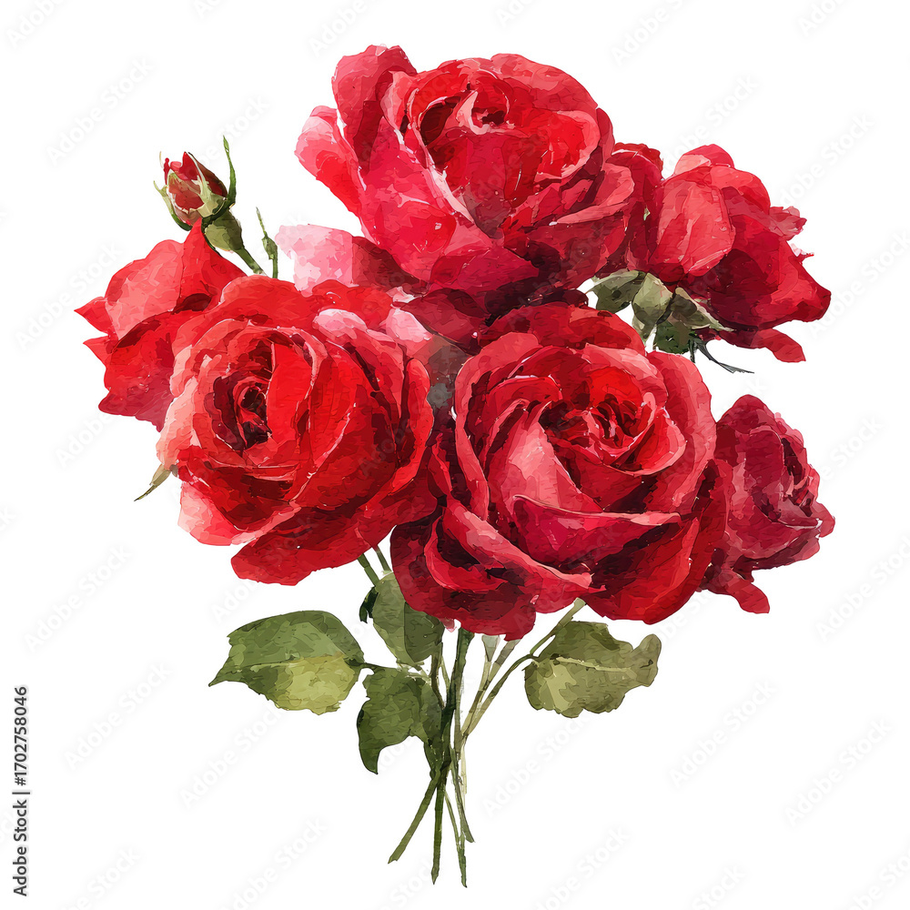 Naklejka premium Close-up of a vibrant red rose bouquet