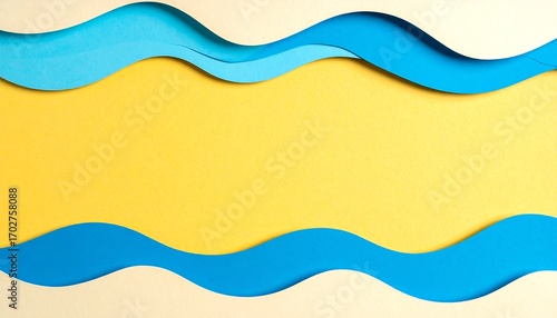 Creative paper cut waves on a vibrant yellow backdrop, a modern design