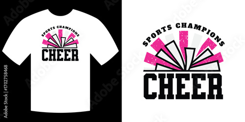 Cheerleading T-shirt: A vector-style design of a cheerleading shirt showcases the word CHEER in bold letters, complemented by a graphic emblem.
