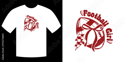 Football Girl T-Shirt Design: A sporty and stylish t-shirt design showcasing the spirit of a Football Girl, with a dynamic football graphic on white fabric.