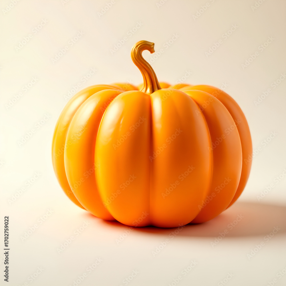 Obraz premium Glossy Stylized Gourd with Gold Stem Minimal Cream Studio