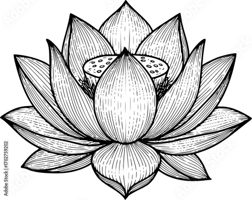 Lotus flower line art style, vesak day vector
