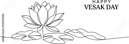 Lotus flower line art style, vesak day vector
