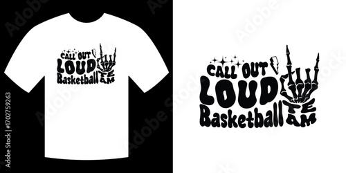 T-shirt design: The design showcases the words Call Out Loud Basketball along with a graphic element. Designed for basketball enthusiasm and bold expression.