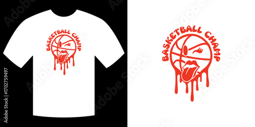 Basketball Champ T-shirt Design: A captivating illustration showcasing a unique basketball-themed design on a pristine tee, a visual celebration of the sport.