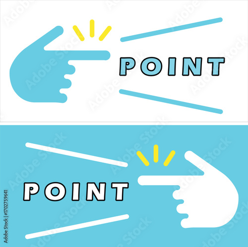Hand pointer icon pointing and text for marketing and presentations