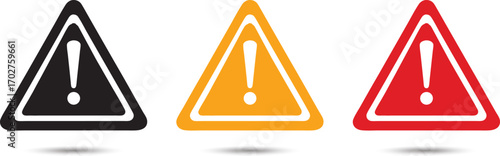 Warning icons – black, yellow, red alert symbols for safety ui