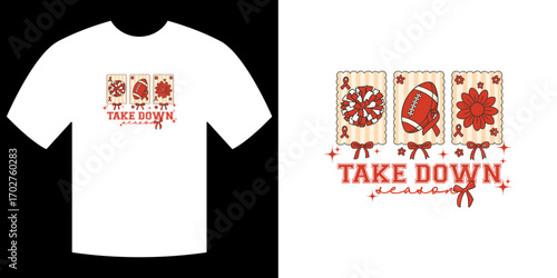 Apparel Graphic Design: Captivating graphic design adorns a crisp t-shirt, showcasing a playful mix of floral and athletic motifs, all interwoven with a bold.