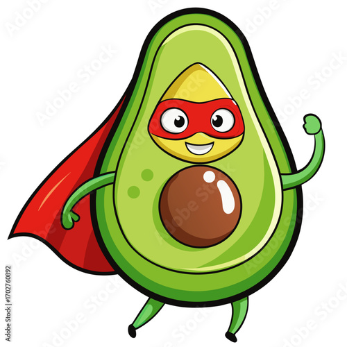 Superhero Avocado Cartoon Character for Healthy Superfood Concept