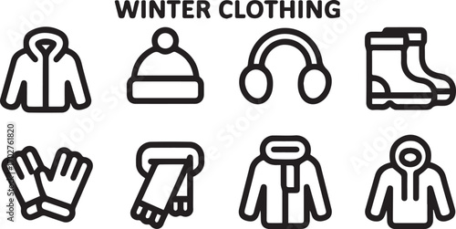 Collection of Essential Winter Clothing Items for Cold Weather Season Protection