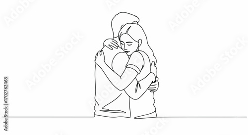Two people embracing with tenderness and comfort, a symbol of connection and support.