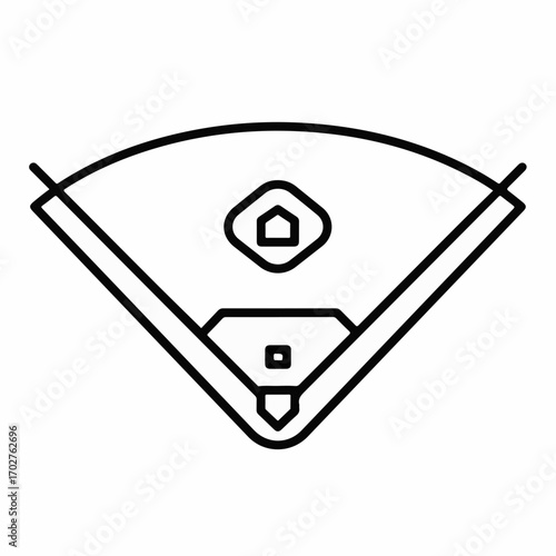 Clean outline illustration of a baseball field, focusing on home plate and pitcher's mound.