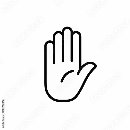 Simple line art of an open palm, symbolizing stop or warning