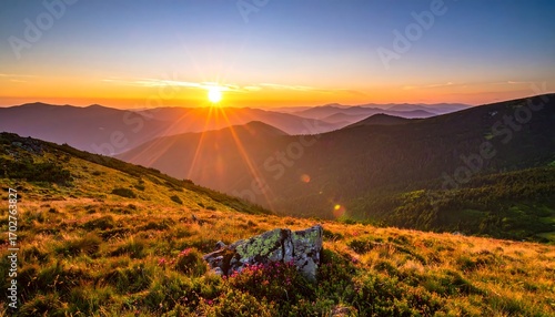 Fototapeta Naklejka Na Ścianę i Meble -  Mountain sunset vista (5)