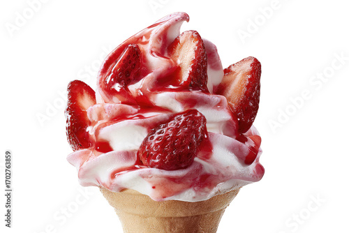 Close-up of a strawberry ice cream cone