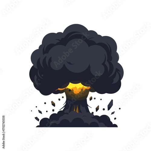 Powerful Nuclear Explosion Illustration.