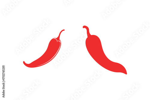 two red chili peppers facing each other silhouette