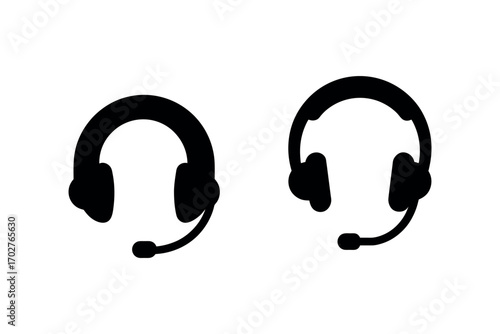 two headset silhouettes side by side showing communication tools silhouette