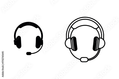 headset designs shown in black and white silhouette