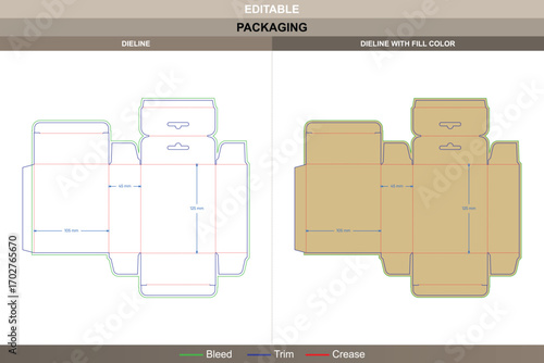 Editable hanging medicine box template dieline with double hook design for pharmaceutical packaging, professional carton die line layout for healthcare and retail display box design