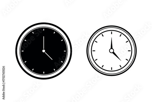two clocks side by side showing time differences silhouette