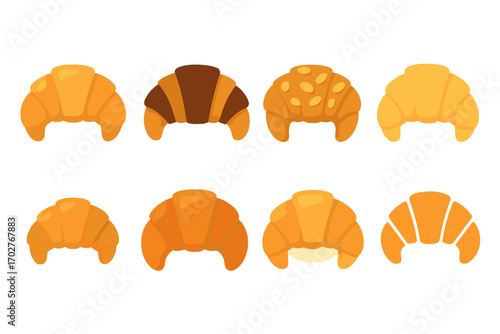Bakery and pastry icons set – 3d, filled, croissant and bread symbols