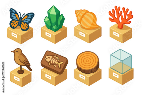 Nature and wildlife icons set – flat, outline, natural elements and life symbols