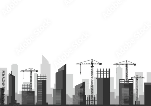 City Construction: Cranes and Skyscrapers.